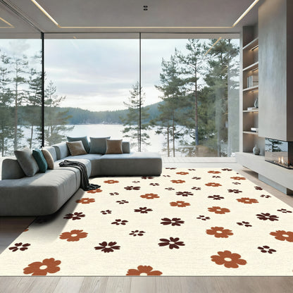 Brown Floral Scatter In Cream Rug