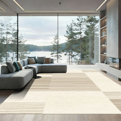 Earthy Toned Horizontal Stripe Patchwork Rug