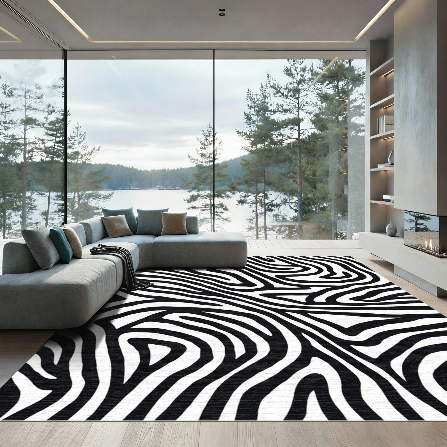 Classic Black White Zebra Stripes Rug