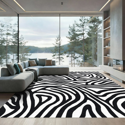 Classic Black White Zebra Stripes Rug
