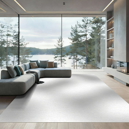 Soft Gray Abstract Organic Waves Rug