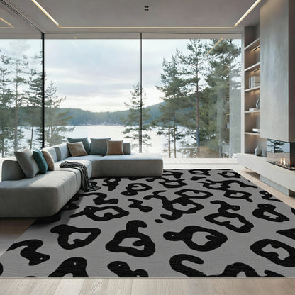 Gray Black Abstract Spots Rug