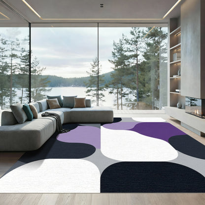 Modern Purple Gray Abstract Organic Forms Rug