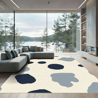 Cream Tan Speckled Abstract Spots Rug