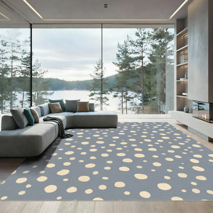 Soft Cream Polka Dot Mid-Century Rug