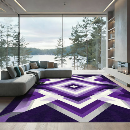 Bold Purple Geometric Diamond Rug