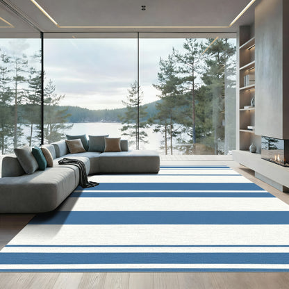 Classic Blue White Striped Rug