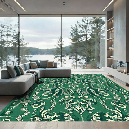 Rich Emerald Green Floral Medallion Rug