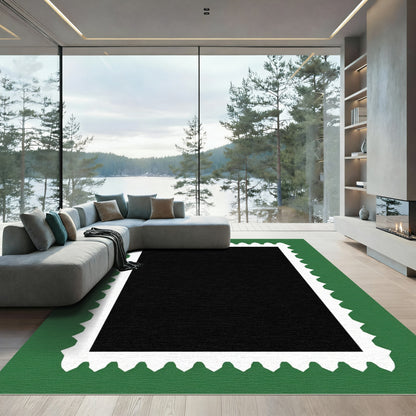 Green White Perforated Square Frame Rug