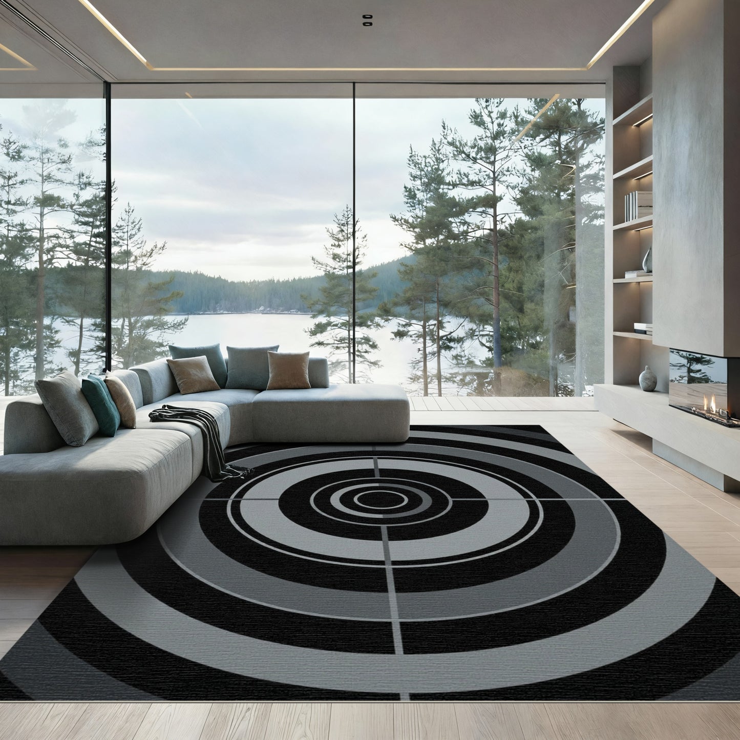 Monochromatic concentric circles composition Rug