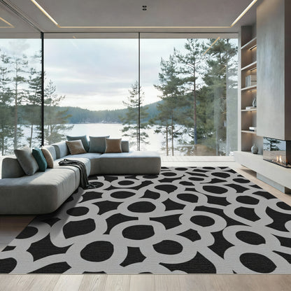 Light Gray Abstract Circles Organic Texture Rug