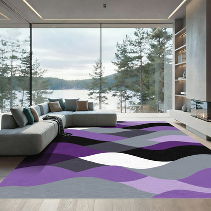 Modern Purple Gray Wave Landscape Rug
