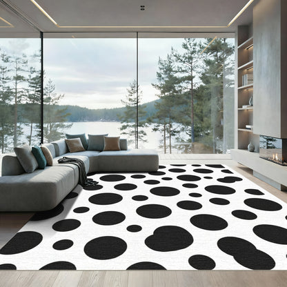 Black White Polka Dot Scatter Rug