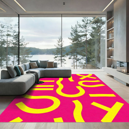 Vibrant Yellow Geometric Abstract Shapes Rug
