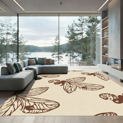 Brown Vintage Insect Wing Pattern Rug