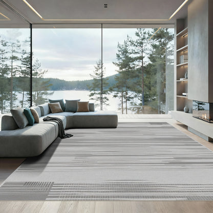 Monochromatic Abstract Brushstroke Stripe Rug