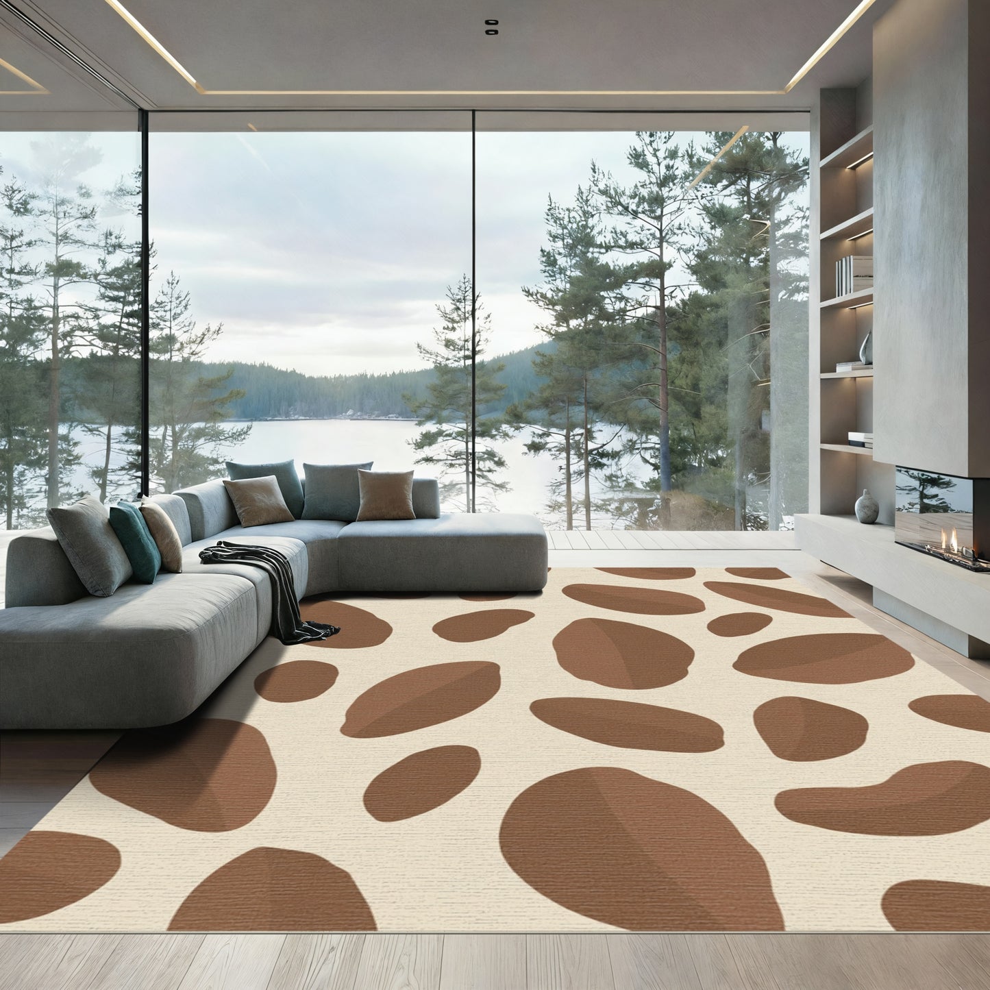Earthy Brown Spotty Blob Rug