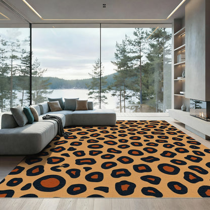 Warm Brown Black Spotted Animal Hide Rug