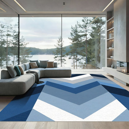 Geometric Chevron Blue Gradient Rug