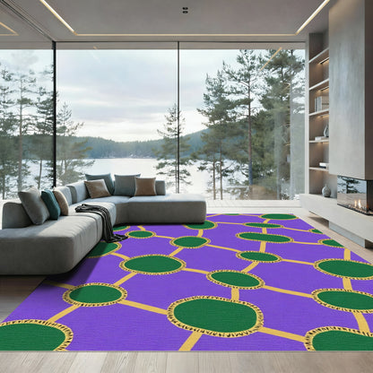 Purple Green Organic Network Rug
