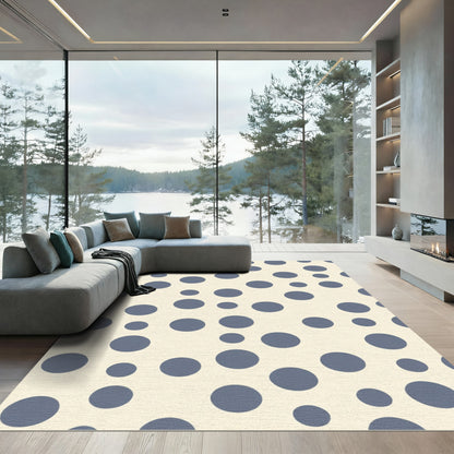 Denim Blue Scattered Circles Rug