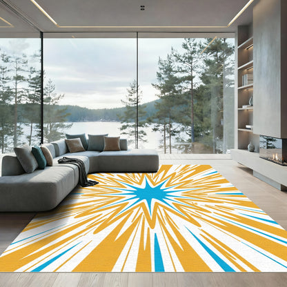Energetic Golden Burst Starburst Rug