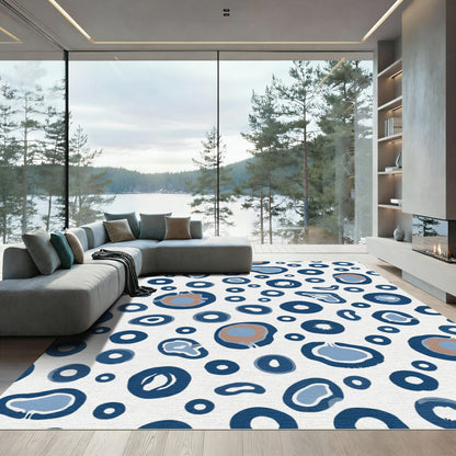 Navy Blue Abstract Spot Scatter Rug