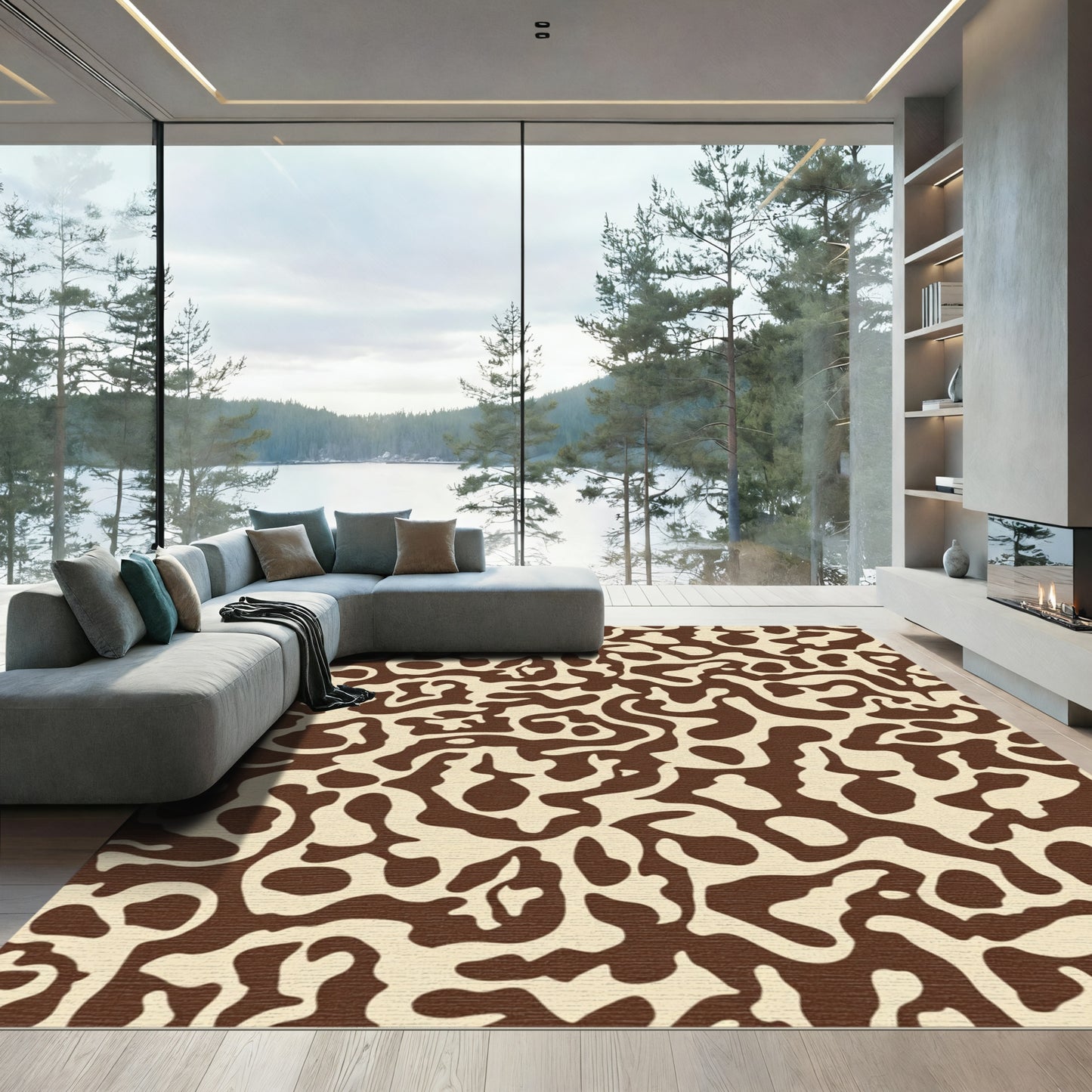Brown Cream Organic Flow Rug