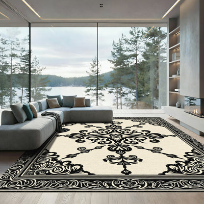 Classic Black Ormolu Medallion Border Rug
