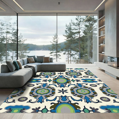 Emerald Blue Ogee Medallion Rug