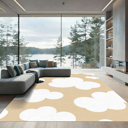 Whimsical White Clouds Sandy Beige Rug