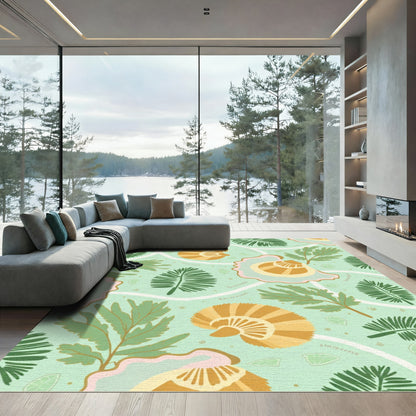 Seashell Botanical Terra Cotta Fern Rug