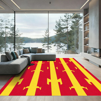 Bold Red Yellow Vertical Stripe Rug