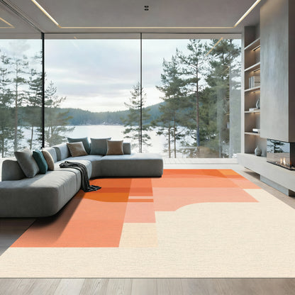 Terracotta Abstract Geometric Layers Rug