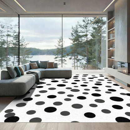 Modern Monochrome Polka Dot Scatter Rug