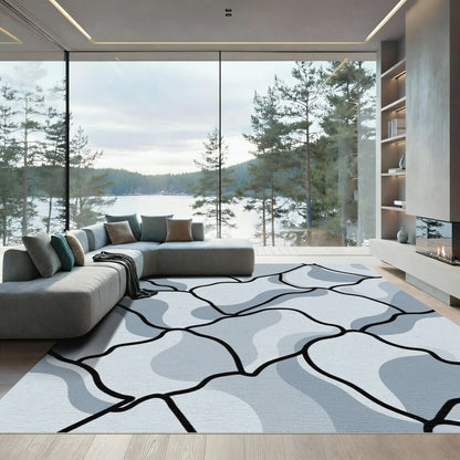 Light Gray Organic Abstract Segmentation Rug