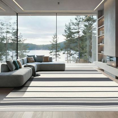 Modern Graphite Gray Stripe Rug