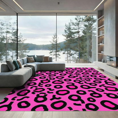 Pink Black Animal Spots Rug