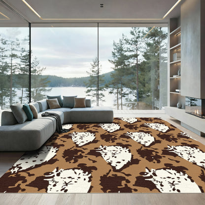 Brown White Camouflage Owl Rug