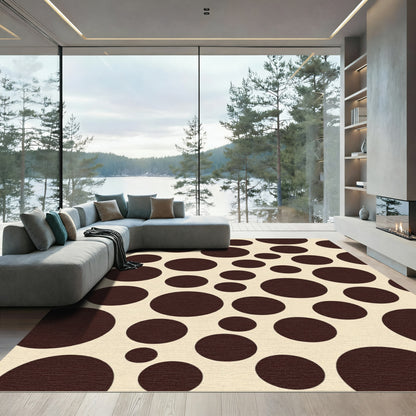 Brown Cream Polka Dot Circles Rug