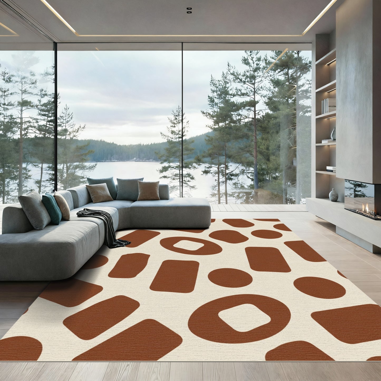 Earthy Tones Abstract Shapes Rug
