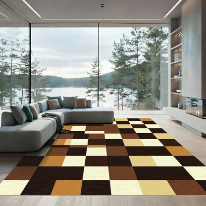 Earthy Brown Tonal Squares Rug