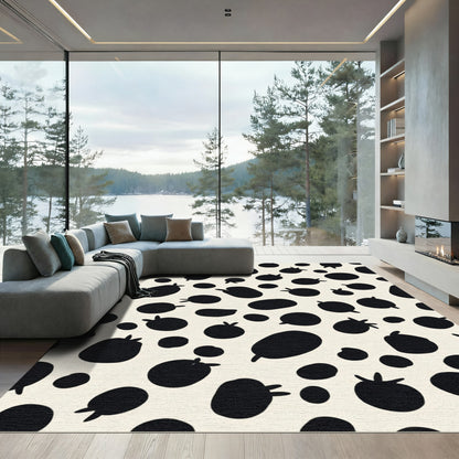 Cream and Black Polka Dot Cluster Rug