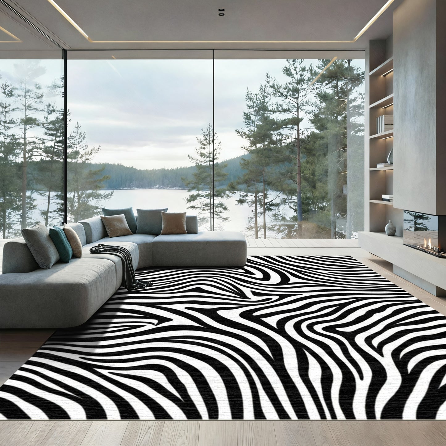 Bold Contrast Swirls Rug