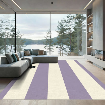 Soft Lavender Cream Vertical Stripes Rug