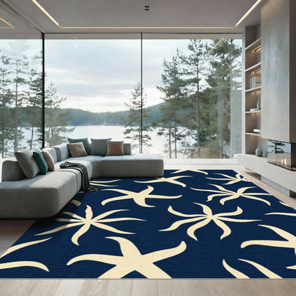 Cream Starfish Navy All-Over Rug