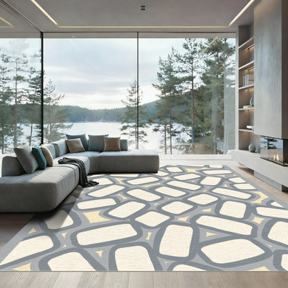 Gray Yellow Pillow Stack Rug