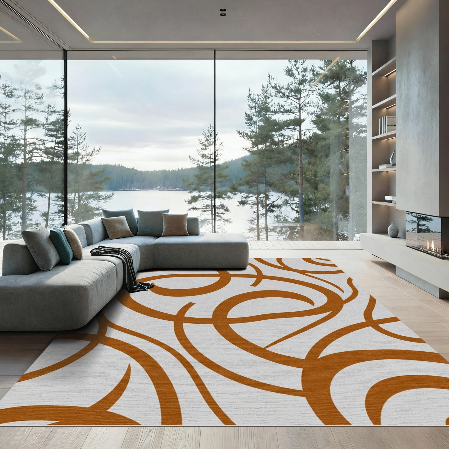 Earthy Swirl Abstract Composition Rug