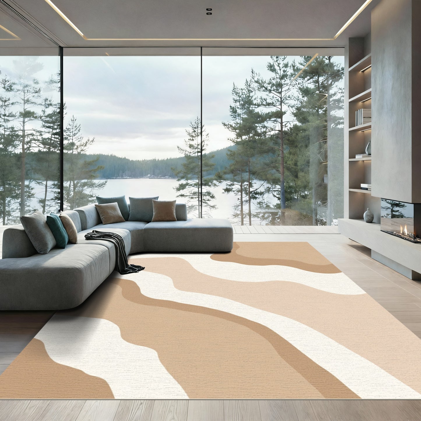 Earthy Serene Wavy Abstract Rug