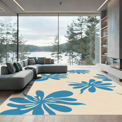 Coastal Blue Floral Splash Rug